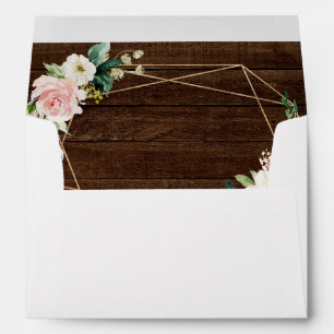Geometric Floral Rustic Wood Wedding 5X7 Envelope