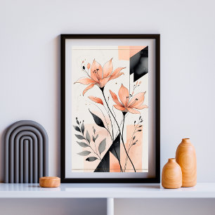 Geometric Floral Silence Poster