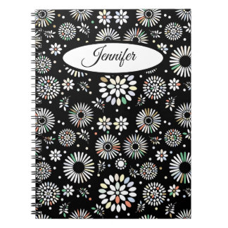 Geometric Floral Spiral Notebook