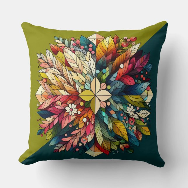 “Geometric Floral Symphony Cushion” Cushion (Front)
