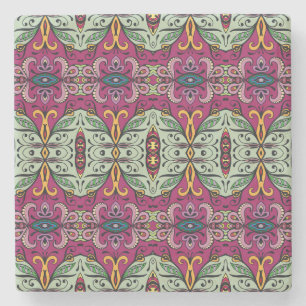 Geometric Floral Tribal Ethnic Doodle Stone Coaster