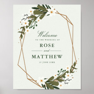 geometric floral wedding sign