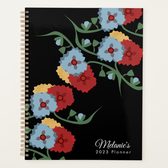 Geometric Florals Colourful Botanical Name Planner (Front)