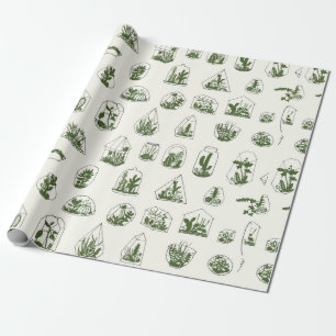 Geometric florarium with succulents pattern. wrapping paper