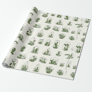 Geometric florarium with succulents pattern.  wrapping paper