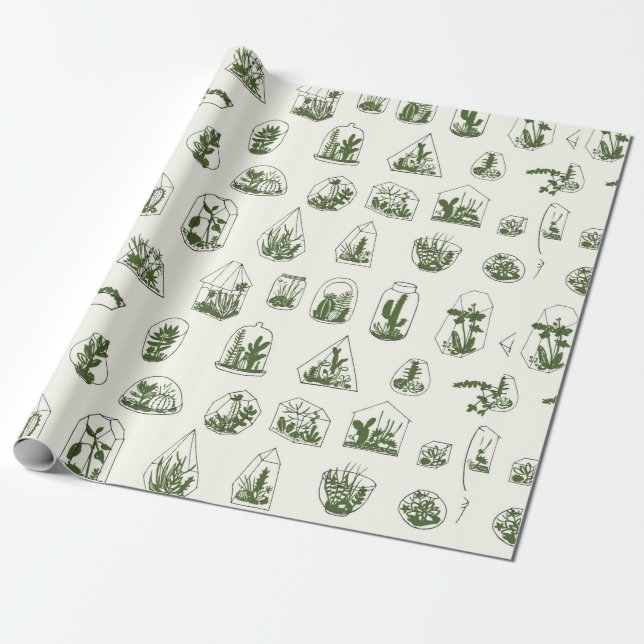 Geometric florarium with succulents pattern.  wrapping paper (Unrolled)