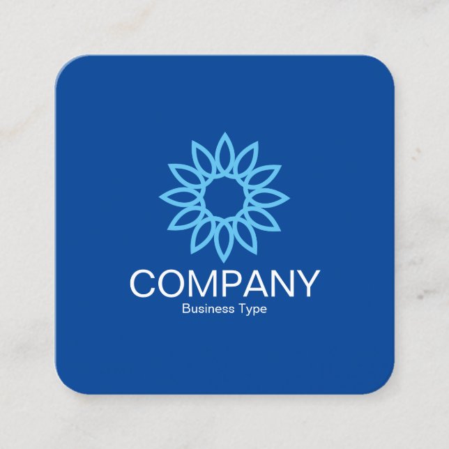 Geometric Flower 01 -  Deep Blue Square Business Card (Front)