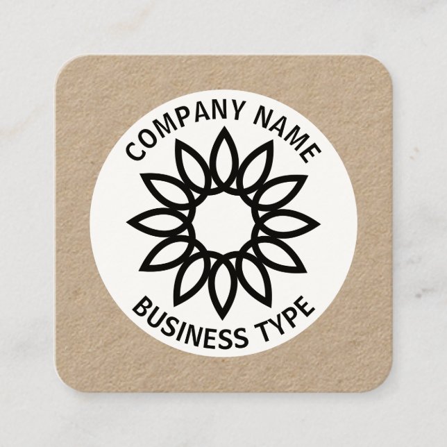 Geometric Flower 01 - kraft Square Business Card (Front)