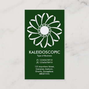 Geometric Flower 01 - White on Dark Green Business Card