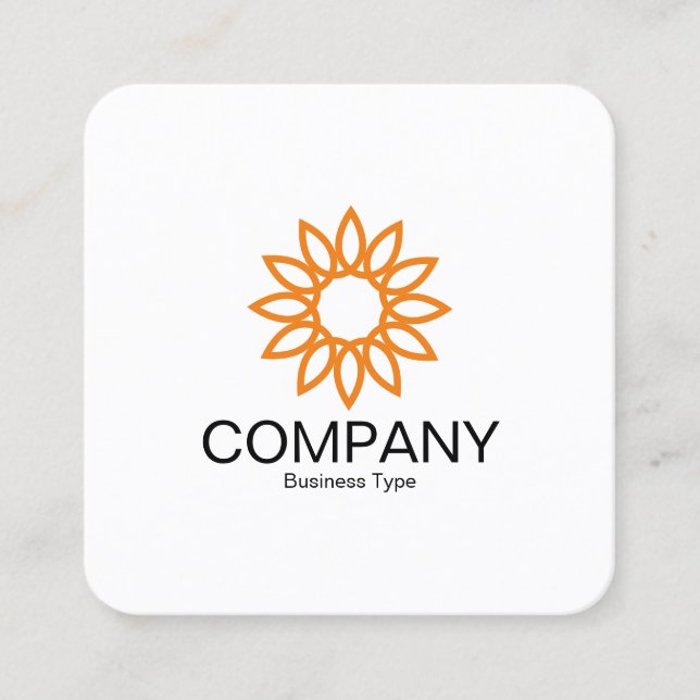 Geometric Flower 01 - White Square Business Card (Front)