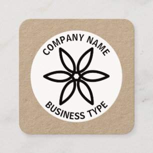 Geometric Flower 02 - kraft Square Business Card
