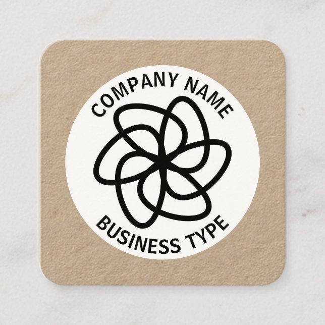 Geometric Flower 04 - kraft Square Business Card (Front)