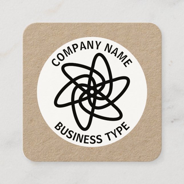 Geometric Flower 05 - kraft Square Business Card (Front)