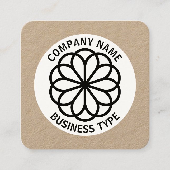 Geometric Flower 06 - kraft Square Business Card (Front)