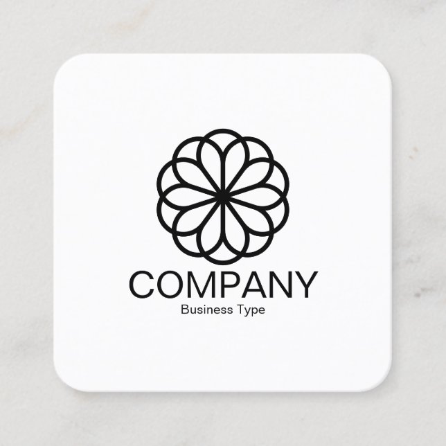 Geometric Flower 06 - White Square Business Card (Front)
