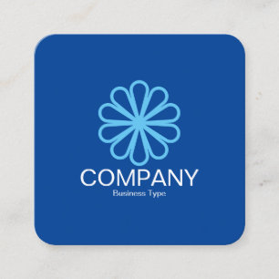 Geometric Flower 07 - Deep Blue Square Business Card