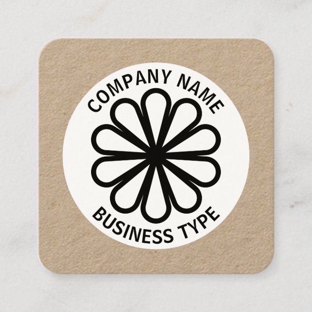 Geometric Flower 07 - kraft Square Business Card (Front)