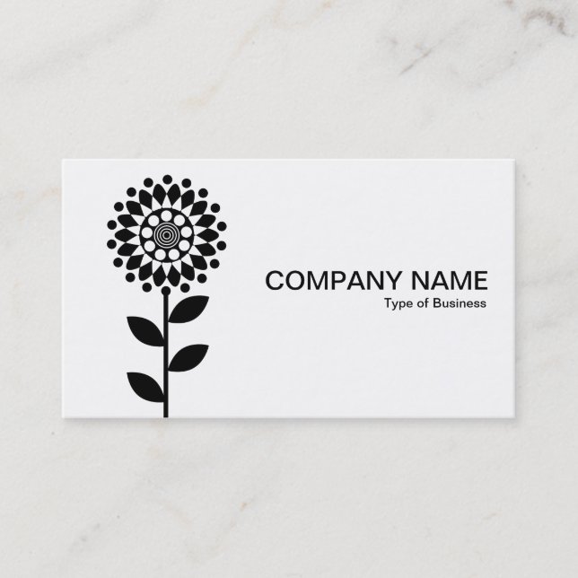 Geometric Flower - Black on White Business Card (Front)