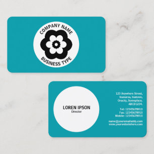 Geometric Flower -  Blue #009FAE Business Card