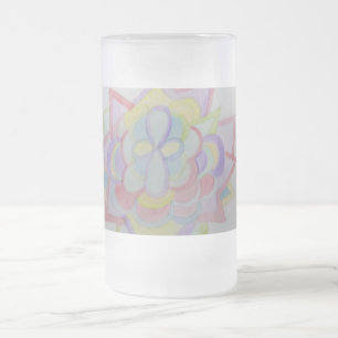 Geometric Flower Mandala Frosted Glass Beer Mug