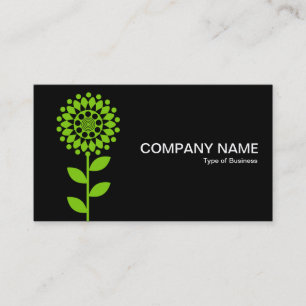 Geometric Flower - Martian Green on Black Business Card