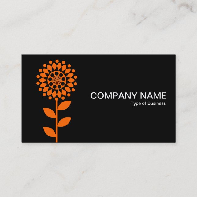 Geometric Flower - Orange on Black Business Card (Front)