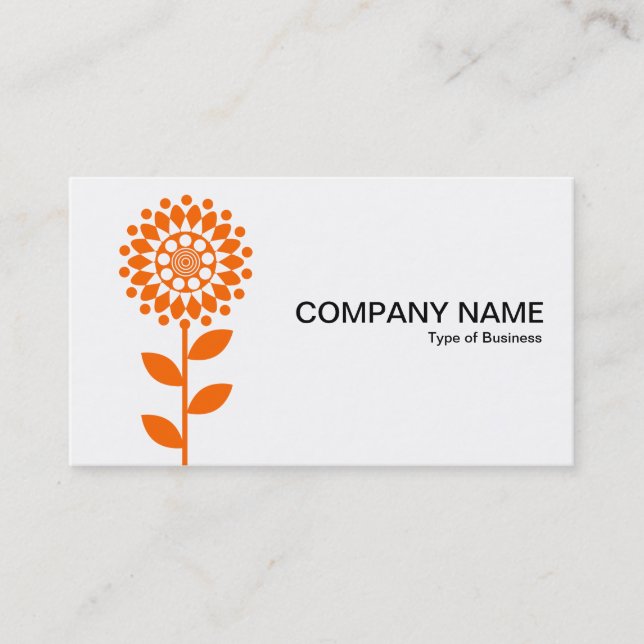 Geometric Flower - Orange on White Business Card (Front)