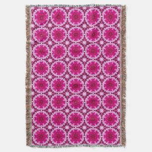 Geometric Flower Pattern in Burgundy & Magenta    Throw Blanket