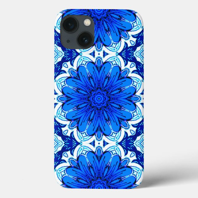 Geometric Flower Pattern in Cobalt Blue and Navy   Case-Mate iPhone Case (Back)