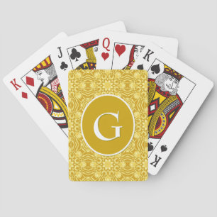 Geometric Flower Pattern - Mustard Gold and Yellow Playing Cards