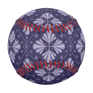 Geometric Flower Petals Abstract Repeat Pattern Baseball