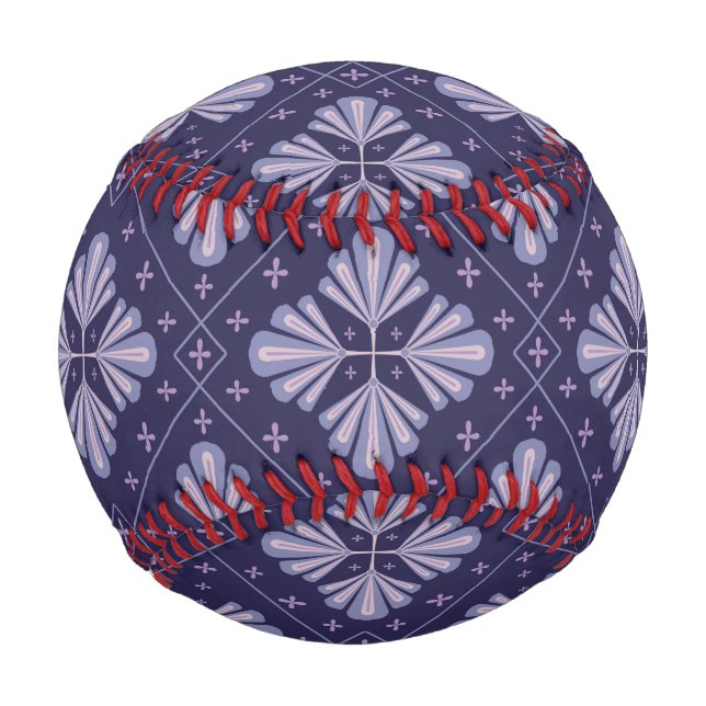 Geometric Flower Petals Abstract Repeat Pattern Baseball (Front)
