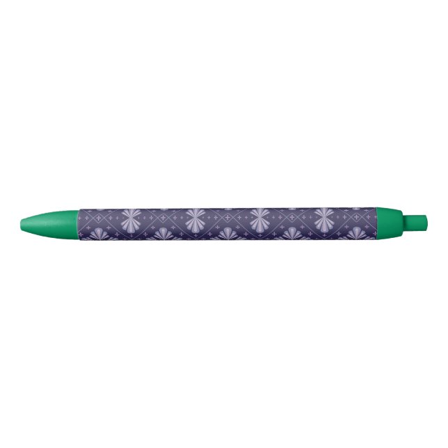 Geometric Flower Petals Abstract Repeat Pattern Blue Ink Pen (Front)