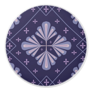 Geometric Flower Petals Abstract Repeat Pattern Ceramic Knob