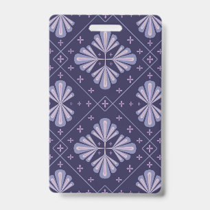 Geometric Flower Petals Abstract Repeat Pattern ID Badge