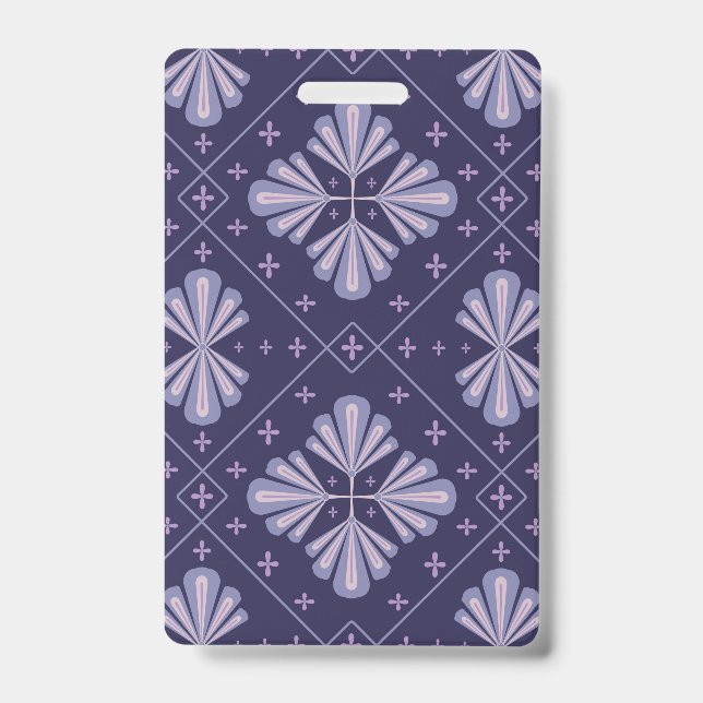 Geometric Flower Petals Abstract Repeat Pattern ID Badge (Front)