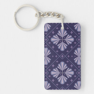 Geometric Flower Petals Abstract Repeat Pattern Key Ring