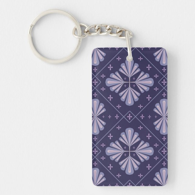 Geometric Flower Petals Abstract Repeat Pattern Key Ring (Front)