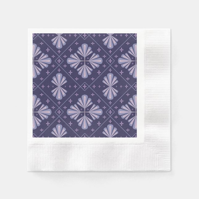 Geometric Flower Petals Abstract Repeat Pattern Napkin (Front)