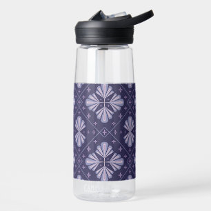 Geometric Flower Petals Abstract Repeat Pattern Water Bottle