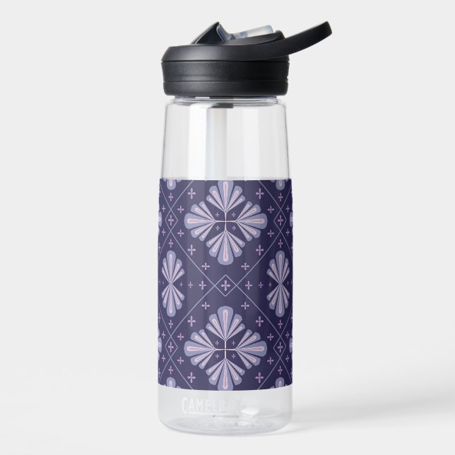 Geometric Flower Petals Abstract Repeat Pattern Water Bottle (Left)