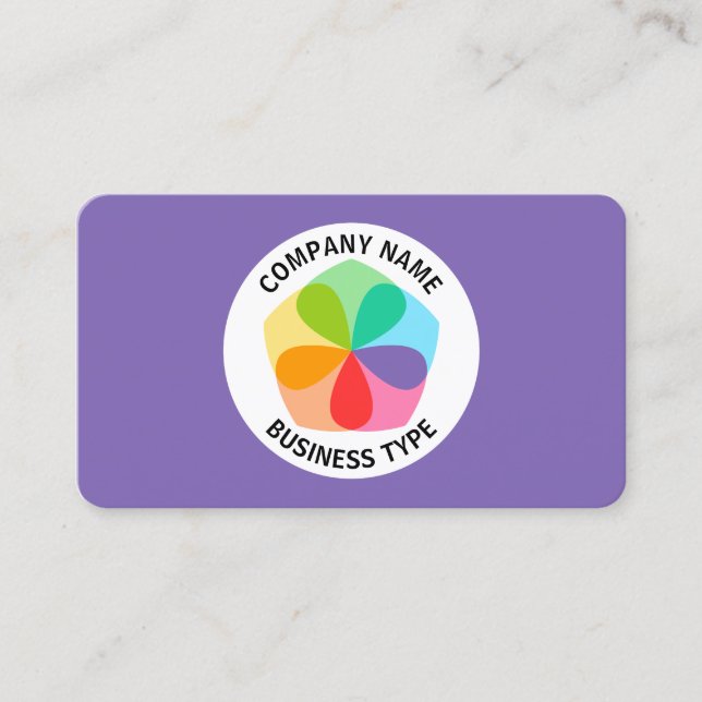 Geometric Flower -  Purple #7F66B2 Business Card (Front)
