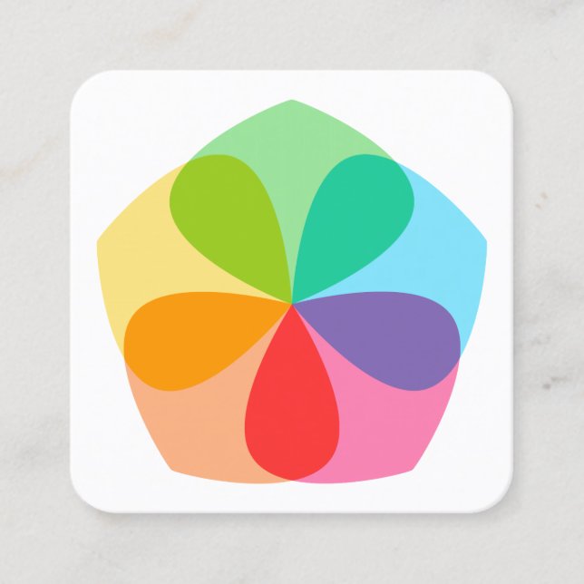 Geometric Flower Square Business Card (Front)