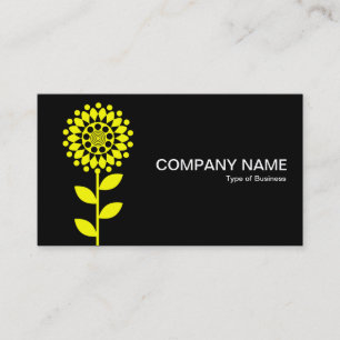Geometric Flower - Yellow on Black Business Card