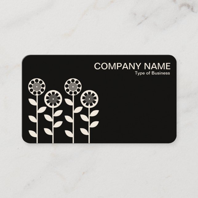 Geometric Flowers - Alternating Sides - (Cream) Business Card (Front)