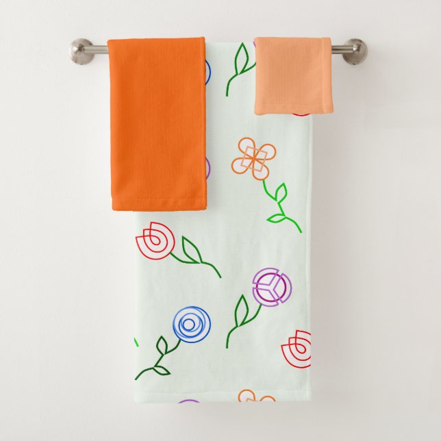 Geometric Flowers  Bath Towel Set (Insitu)