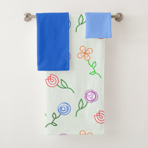 Geometric Flowers Bath Towel Set