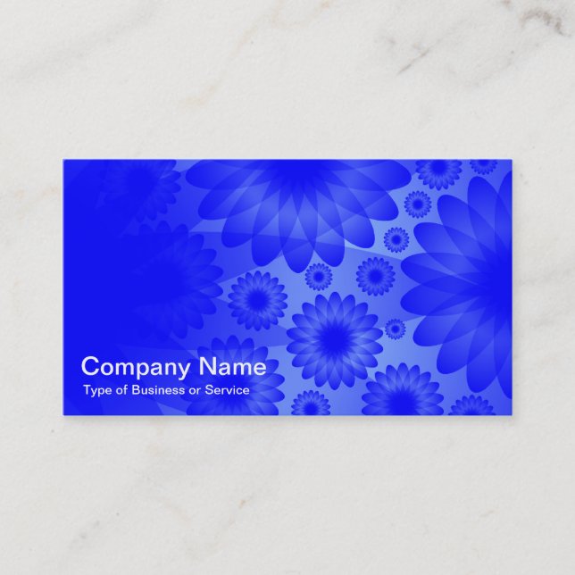 Geometric Flowers - Blue Business Card (Front)