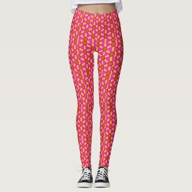 Geometric Flowers (customise) Leggings (Front)