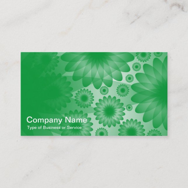 Geometric Flowers - Grass Green with Grey Business Card (Front)